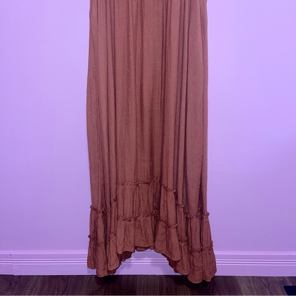 ARULA Dress Women's Size 1X Rust Orange Maxi Ruffle Hem Dolman Sleeves V-Neck - Picture 6 of 16